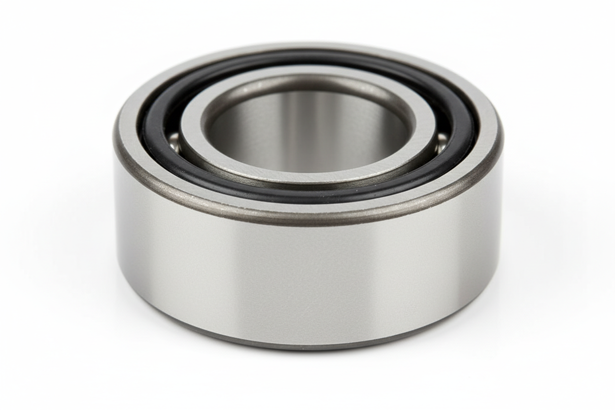 Close-up of 205KRRB wide inner ring feature showing extended mounting surface for simplified installation on agricultural shafts