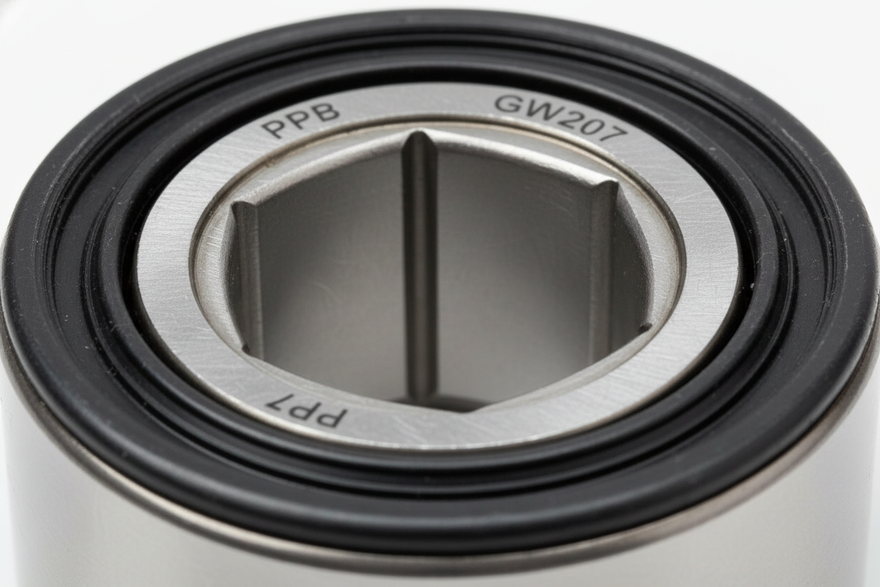 Close-up of GW207PPB10 large 1-1/8 inch hex bore and PPB seal showing heavy-duty construction for high-torque applications