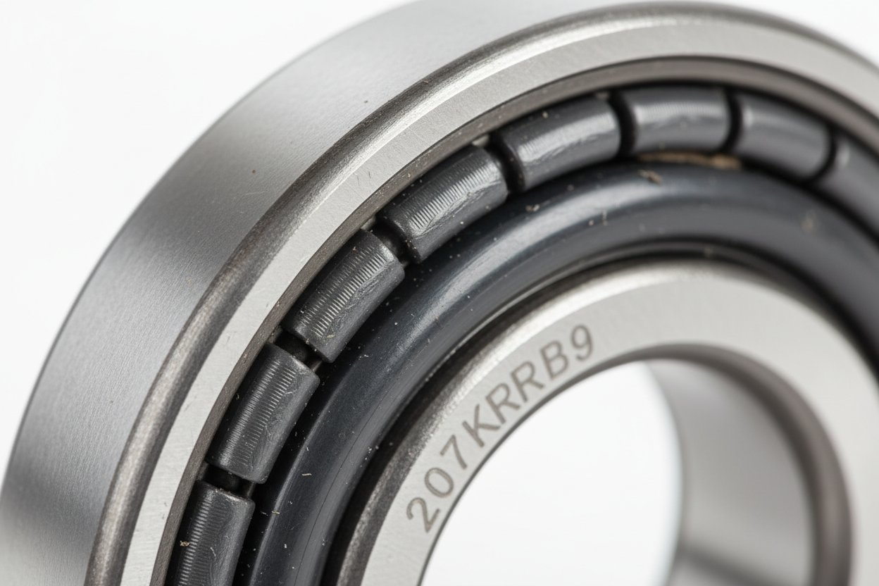 Close-up of 207KRRB9 triple-lip seal technology showing three-layer protection against agricultural contamination and debris