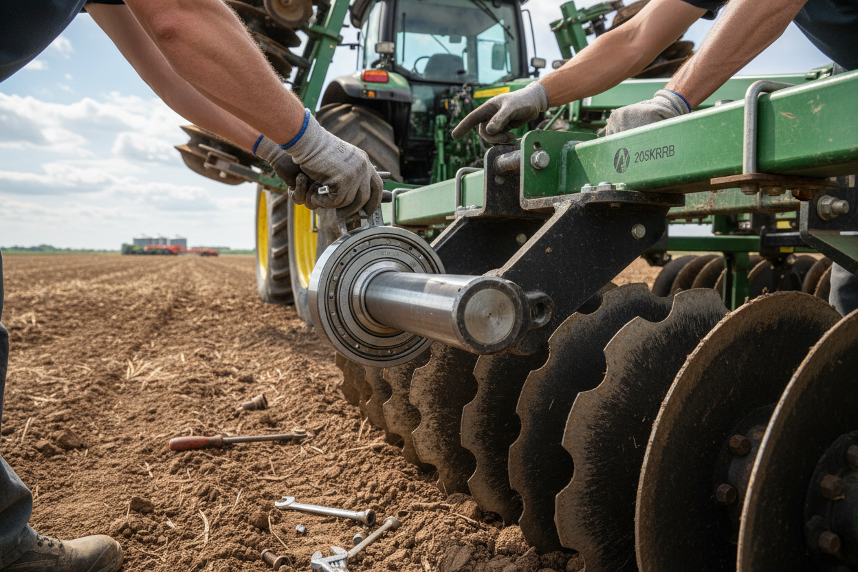 Farm machinery showing 205KRRB bearing installation on agricultural tillage and planting equipment